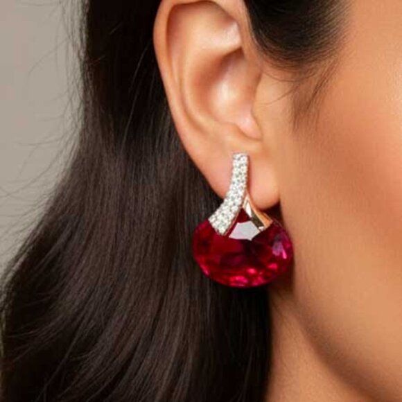 2/$40 Ladies Red Crystal Earrings  - Picture 3 of 11